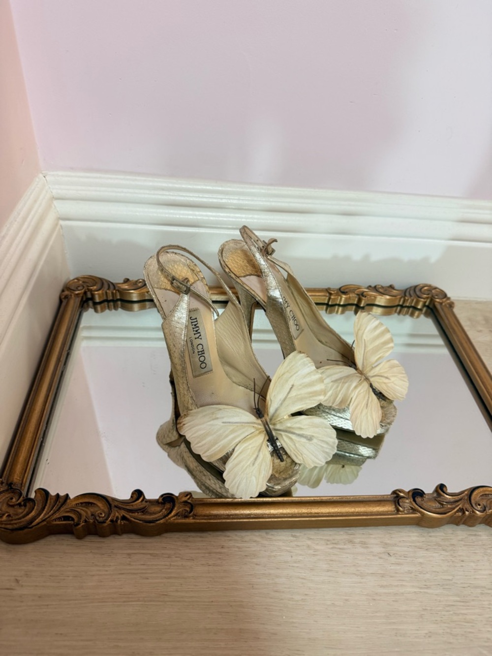 Jimmy Choo sandals shoes butterfly orchid size 6 US 36 Y2K Carrie Bradshaw Y2K